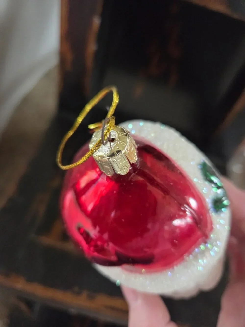 Vintage Mistletoe Magic European Style Hand Blown Santa Glass Christmas Ornament